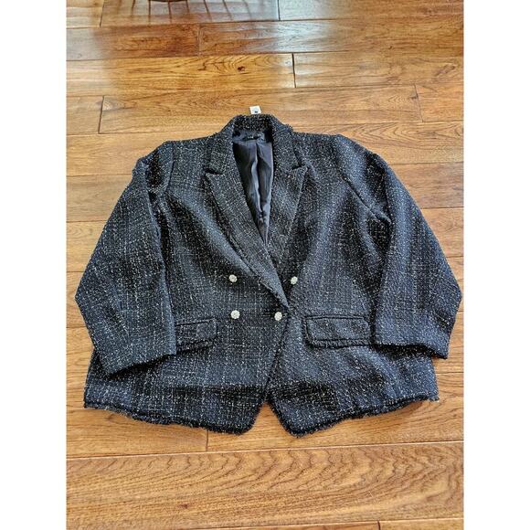 Talbots Metallic Black Fringe Tweed Blazer Women's Size 18WP NWT Career Party - Picture 6 of 16